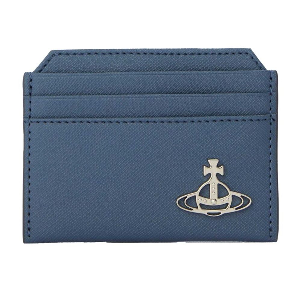 Vivienne Westwood Orb Leather Card Holder / Denim Blue